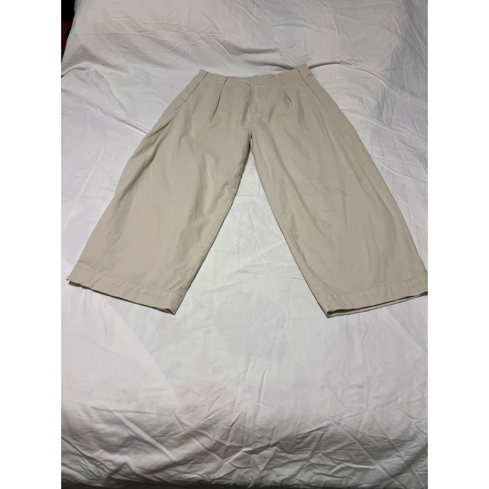 Rag & Bone Turtle Dove Beige Pleated Wide Leg Cropped Pants Size 8 W2457O02WSTU